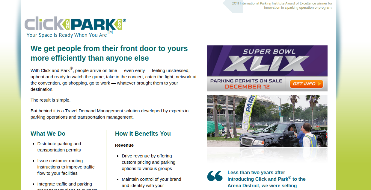 Parkmobile Click-N-Park homepage